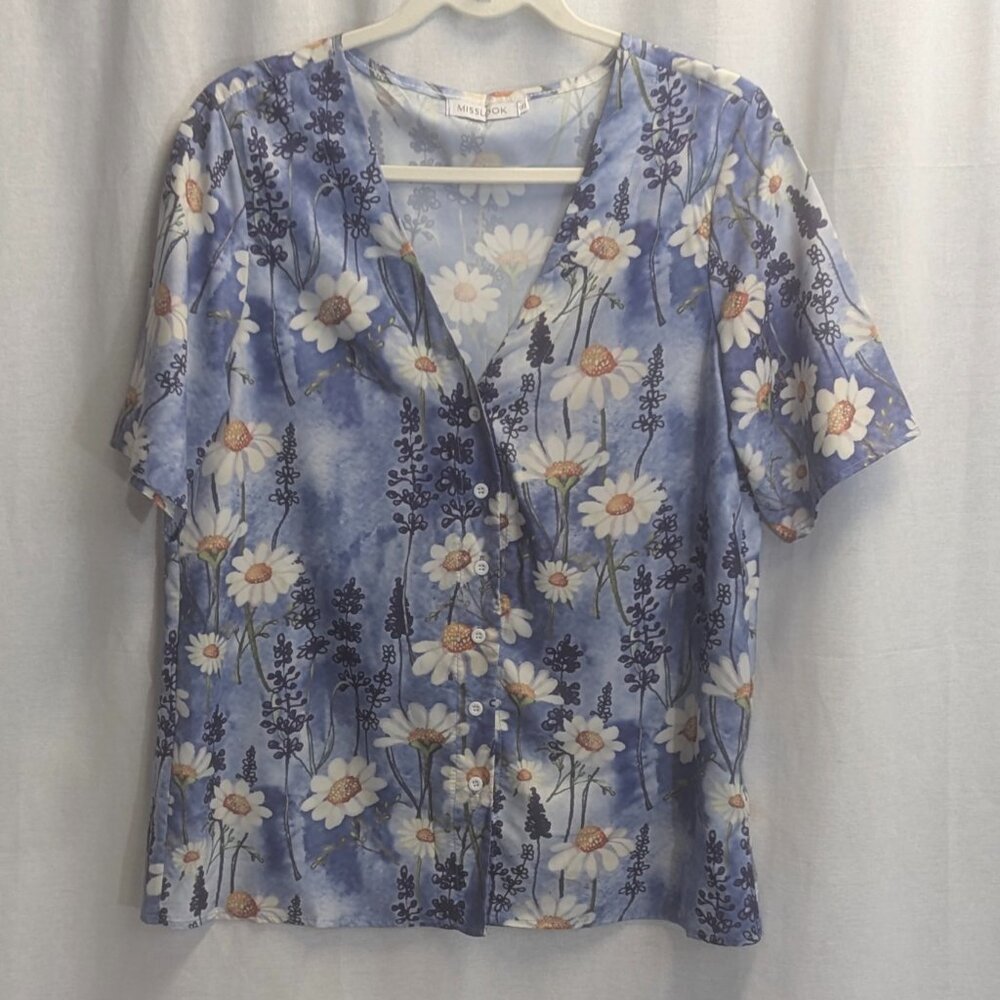 Misslook Size Small Blue Floral Top